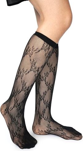 جوارب Glamourstar من الدانتيل شبكة صيد السمك مجوفة من الجوارب العالية 6 أزواج للنساء in Kuwait