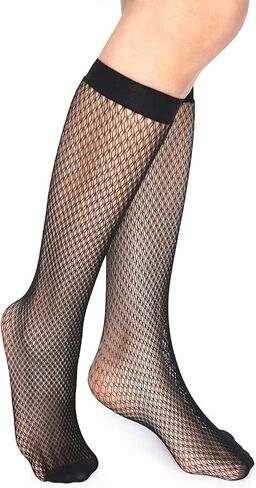 جوارب Glamourstar من الدانتيل شبكة صيد السمك مجوفة من الجوارب العالية 6 أزواج للنساء in Kuwait