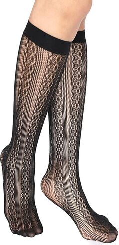 جوارب Glamourstar من الدانتيل شبكة صيد السمك مجوفة من الجوارب العالية 6 أزواج للنساء in Kuwait