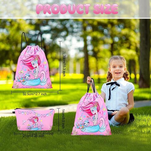 RHCPFOVR Mermaid Gifts for Girls - Drawstring Backpack,Makeup Bag,Bracelet,Necklace for Party Favors in Kuwait