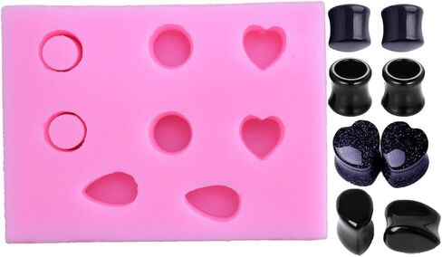 قالب قياس الأذن من نورالينج قالب من السيليكون لنفق الأذن وسدادة الأذن قالب الراتنج الثقب 4 أزواج in Kuwait