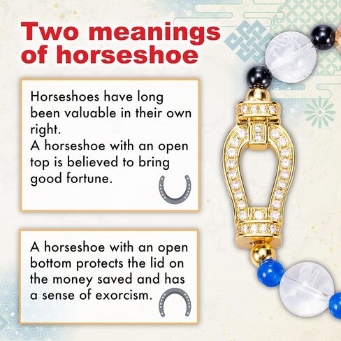 Lucky Shop horseshoe crown beads money luck bracelet fengshui stretch men women unisex natural stone positive energy cool present casual Japanese craft in Kuwait