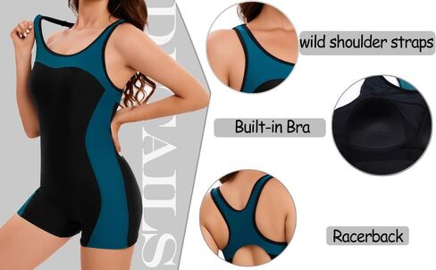 Yilisha إمرأة Boyleg قطعة واحدة ملابس السباحة Racerback بدلة رياضية ثوب السباحة تدريب المراهقين البطن التحكم ملابس السباحة اللفة in Kuwait