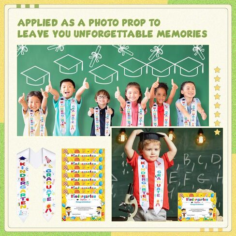 24 Pieces Kindergarten Graduation Kids Graduation Sash with Kindergarten Diploma with 12 Pcs Kindergarten Graduation Sash and 12 Pcs Kindergarten Diploma for Kids Students Teachers Graduation Supply in Saudi Arabia
