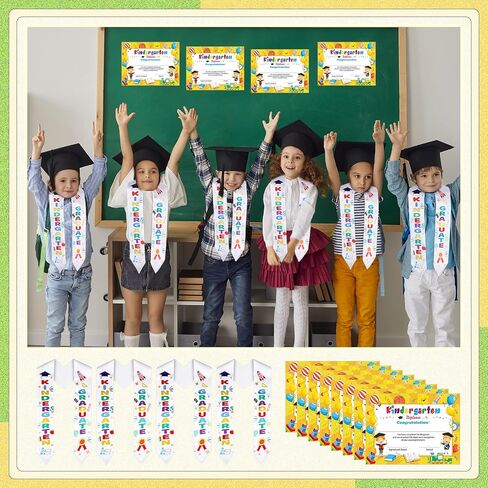 24 Pieces Kindergarten Graduation Kids Graduation Sash with Kindergarten Diploma with 12 Pcs Kindergarten Graduation Sash and 12 Pcs Kindergarten Diploma for Kids Students Teachers Graduation Supply in Saudi Arabia