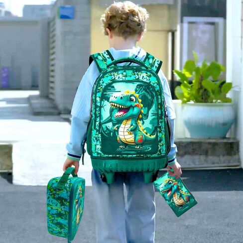 3Pcs Rolling Backpack for Girls Women, Kids Roller Bookbag with Wheels, Butterfly Wheeled Backpacks Set for Elementary Toddler(Black) in Saudi Arabia