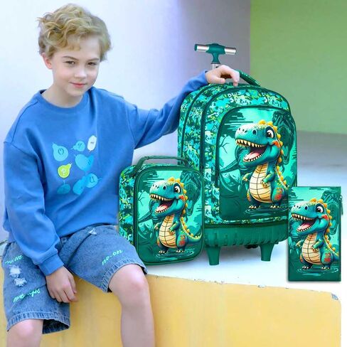 3Pcs Rolling Backpack for Girls Women, Kids Roller Bookbag with Wheels, Butterfly Wheeled Backpacks Set for Elementary Toddler(Black) in Saudi Arabia
