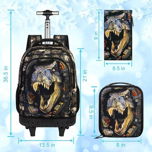 3Pcs Rolling Backpack for Girls Women, Kids Roller Bookbag with Wheels, Butterfly Wheeled Backpacks Set for Elementary Toddler(Black) in Saudi Arabia
