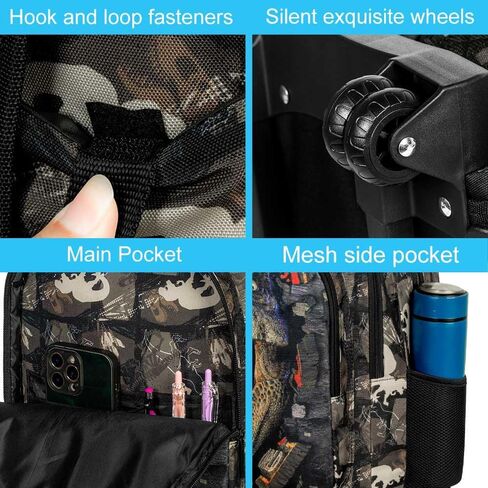 3Pcs Rolling Backpack for Girls Women, Kids Roller Bookbag with Wheels, Butterfly Wheeled Backpacks Set for Elementary Toddler(Black) in Saudi Arabia