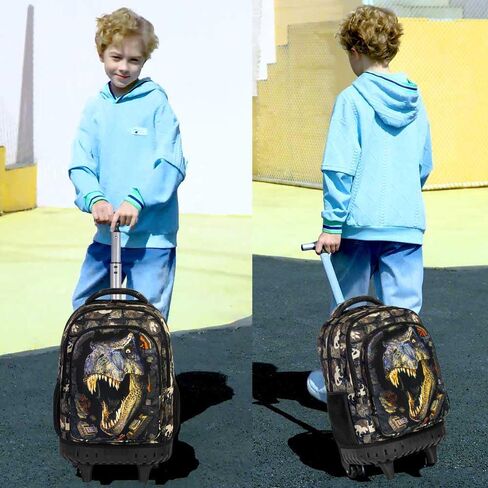 3Pcs Rolling Backpack for Girls Women, Kids Roller Bookbag with Wheels, Butterfly Wheeled Backpacks Set for Elementary Toddler(Black) in Saudi Arabia