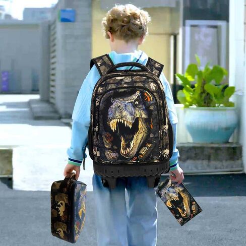 3Pcs Rolling Backpack for Girls Women, Kids Roller Bookbag with Wheels, Butterfly Wheeled Backpacks Set for Elementary Toddler(Black) in Saudi Arabia