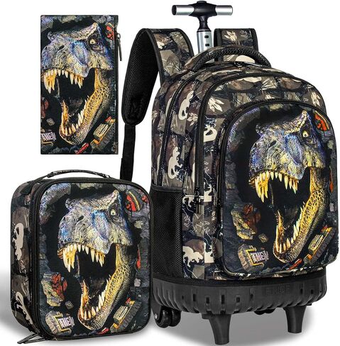 3Pcs Rolling Backpack for Girls Women, Kids Roller Bookbag with Wheels, Butterfly Wheeled Backpacks Set for Elementary Toddler(Black) in Saudi Arabia