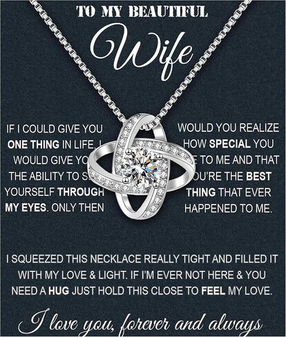 Valentine's gifts Wife Necklace From Husband To My Wife Necklace Soulmate Necklace For Women Future Wife Jewelry Birthday Gifts For Girlfriend Message Card and LED Box in Kuwait