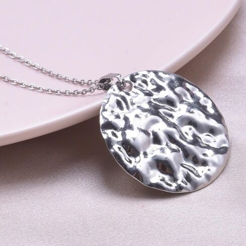 Jude Jewelers Stainless Steel Round Shaped Hammered Surface Plain Biker Party Punk Hiphop Collar Necklace in Saudi Arabia