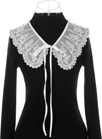 Elerevyo Detachable Fake Collar, Rhinestone Little Shawl Mini Cape Choker Necklace False Peter Pan Collar for Women Blouse in Saudi Arabia