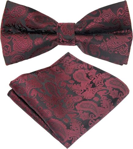 ربطة عنق Luckyvestir للرجال ربطة عنق مربوطة مسبقًا مع مجموعة أزرار أكمام مربعة للجيب ربطة عنق ملونة لحفلات الزفاف الرسمية in Kuwait