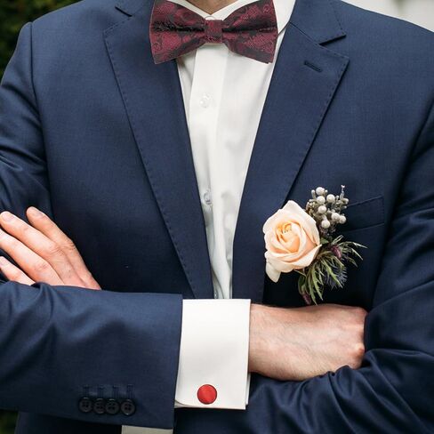 ربطة عنق Luckyvestir للرجال ربطة عنق مربوطة مسبقًا مع مجموعة أزرار أكمام مربعة للجيب ربطة عنق ملونة لحفلات الزفاف الرسمية in Kuwait