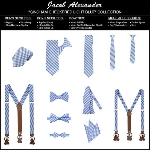 Jacob Alexander Men's Gingham Checkered Pattern Pre-Tied Banded Bow Tie in Saudi Arabia