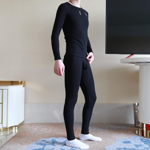 IYUNYI Men's Ultra Soft Ribbed Cotton Thermal Underwear Base Layer Long Johns Set in Kuwait