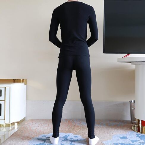 IYUNYI Men's Ultra Soft Ribbed Cotton Thermal Underwear Base Layer Long Johns Set in Kuwait