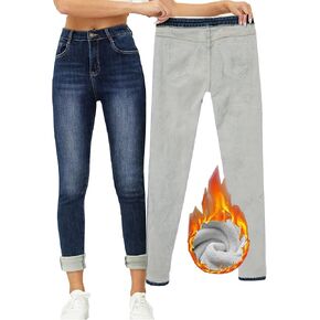 Yehopere Women's Winter Fleece Lined Jeans Slim Fit Warm Skinny High Waist Denim Jean in Kuwait