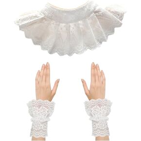 الأبيض الدانتيل طوق والأصفاد مجموعة مهرج كشكش طوق الاكسسوارات راهبة زي أساسيات Draculaura تأثيري RBG زي in Kuwait