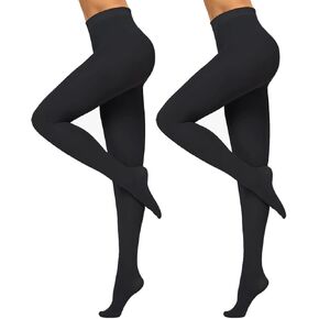 eboozone Black Tights for Women, 2 Pairs Opaque Tights 80D Microfiber Control Top Pantyhose Women’s Black Tights