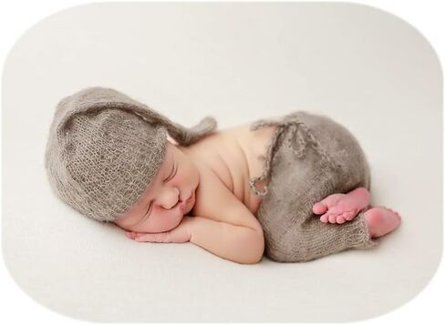 Vemonllas Newborn Photography Props Outfits Girl Boy Baby Photoshoot Props Mohair Sleepy Hat Pant Baby Photo Prop Outfit Sets in Saudi Arabia