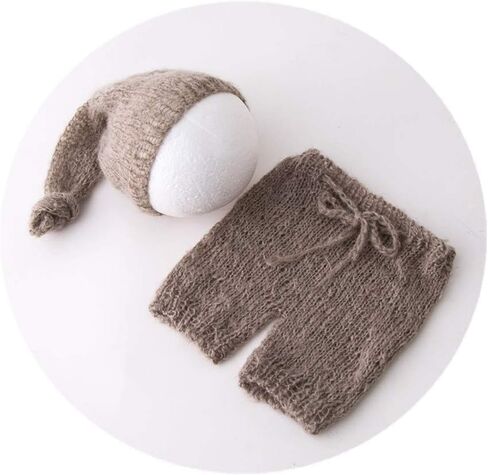 Vemonllas Newborn Photography Props Outfits Girl Boy Baby Photoshoot Props Mohair Sleepy Hat Pant Baby Photo Prop Outfit Sets in Saudi Arabia