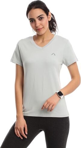 Women’s V Neck Short Sleeve T-Shirt | Classic-Fit Ultra Soft Cotton Modal Stretch Vneck in Kuwait