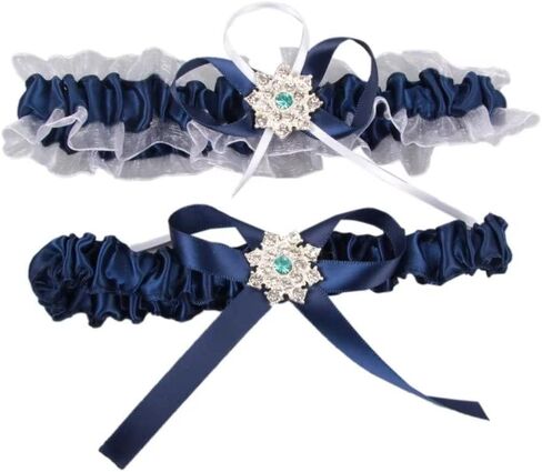 NBCMVMV Women's Stretch Wedding Garter Set for Bride with Beads Prom Garter Satin Garters Set in Saudi Arabia