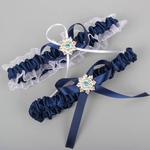 NBCMVMV Women's Stretch Wedding Garter Set for Bride with Beads Prom Garter Satin Garters Set in Saudi Arabia