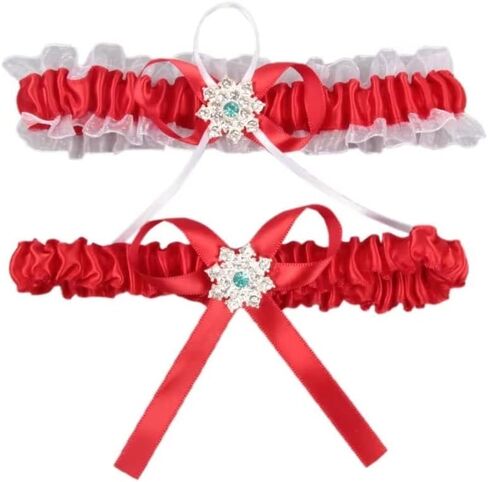 NBCMVMV Women's Stretch Wedding Garter Set for Bride with Beads Prom Garter Satin Garters Set in Saudi Arabia