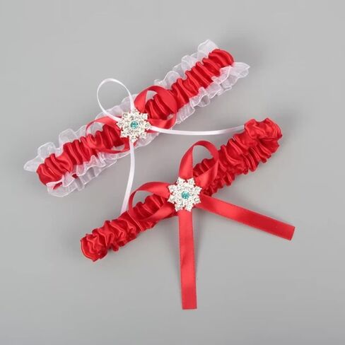 NBCMVMV Women's Stretch Wedding Garter Set for Bride with Beads Prom Garter Satin Garters Set in Saudi Arabia