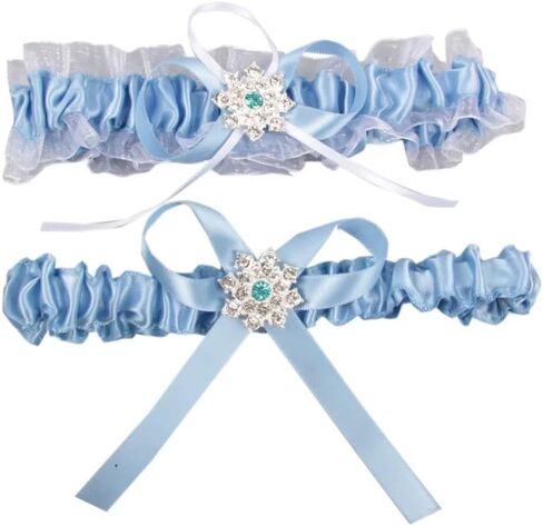 NBCMVMV Women's Stretch Wedding Garter Set for Bride with Beads Prom Garter Satin Garters Set in Saudi Arabia