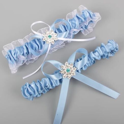 NBCMVMV Women's Stretch Wedding Garter Set for Bride with Beads Prom Garter Satin Garters Set in Saudi Arabia