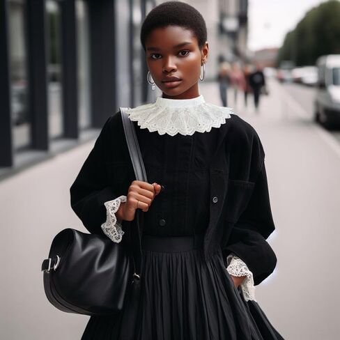 الأبيض الدانتيل طوق والأصفاد مجموعة مهرج كشكش طوق الاكسسوارات راهبة زي أساسيات Draculaura تأثيري RBG زي in Kuwait