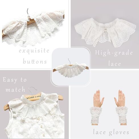 الأبيض الدانتيل طوق والأصفاد مجموعة مهرج كشكش طوق الاكسسوارات راهبة زي أساسيات Draculaura تأثيري RBG زي in Kuwait