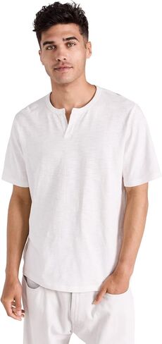 Vince Men's Slub Split Neck Tee in Saudi Arabia