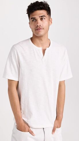 Vince Men's Slub Split Neck Tee in Saudi Arabia