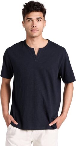 Vince Men's Slub Split Neck Tee in Saudi Arabia