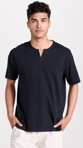 Vince Men's Slub Split Neck Tee in Saudi Arabia