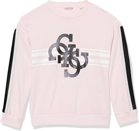 GUESS Girls' Organic French Terry Striped Logo Sweatshirt in Saudi Arabia