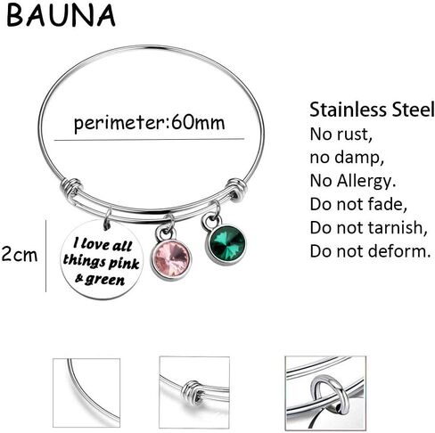 BAUNA Sorority Bracelet I Love All Things Pink and Green Gift in Saudi Arabia