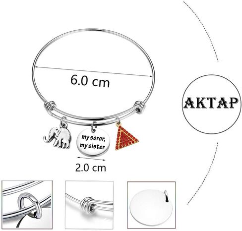 AKTAP Delta Sigma Theta Sorority Paraphernalia Gift My Soror My Sister Elephant Charm Bracelet DST Jewelry Greek Sorority Sisterhood Gift in Saudi Arabia