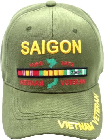 Saigon Vietnam Veteran (Ribbons) (Vietnam Veteran on Bill) Baseball Cap Green in Saudi Arabia