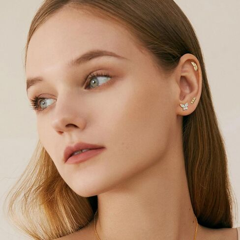 LOLIAS 24Pcs Cartilage Earrings for Women Men 20G Surgical Steel Flat Back Stud Earrings CZ Helix Conch Small Flatback Earrings Hypoallergenic Nap Earrings in Kuwait