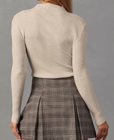 Lacozy Mock Turtle Necks Tops for Women Long Sleeve Ribbed Knit Sweater Slim Fit Basic Layer Shirts 2024 Fashion Spring Top in Kuwait