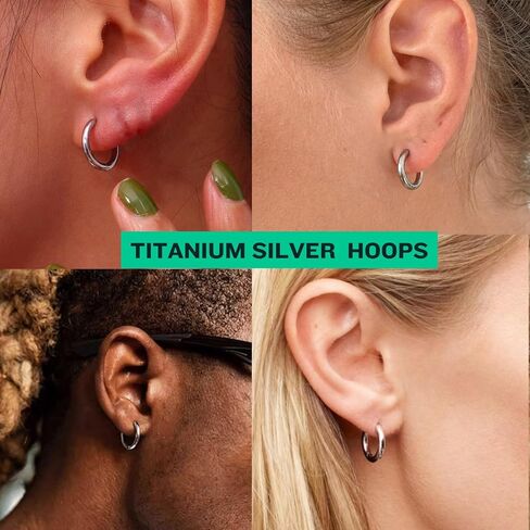 BLISI G23 Titanium Hoop Earrings, Hinged Huggie Hoop Earrings for Lobe Cartilage 8mm/10mm/12mm Hypoallergenic Lightweight Huggie Hoops Earring with 14K Gold Plated Earrings for Women Men Girls in Saudi Arabia