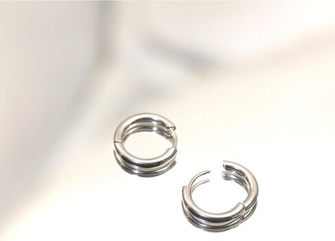 BLISI G23 Titanium Hoop Earrings, Hinged Huggie Hoop Earrings for Lobe Cartilage 8mm/10mm/12mm Hypoallergenic Lightweight Huggie Hoops Earring with 14K Gold Plated Earrings for Women Men Girls in Saudi Arabia
